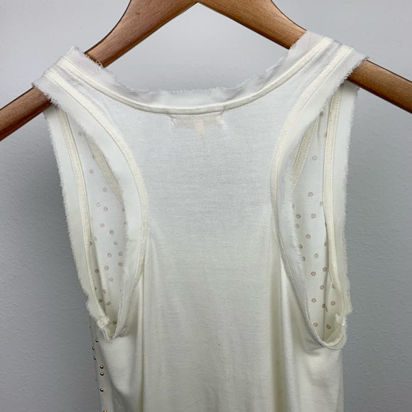 Kirra Beaded Sequin Tank Top Off White Gold Medium - Picture 7 of 8